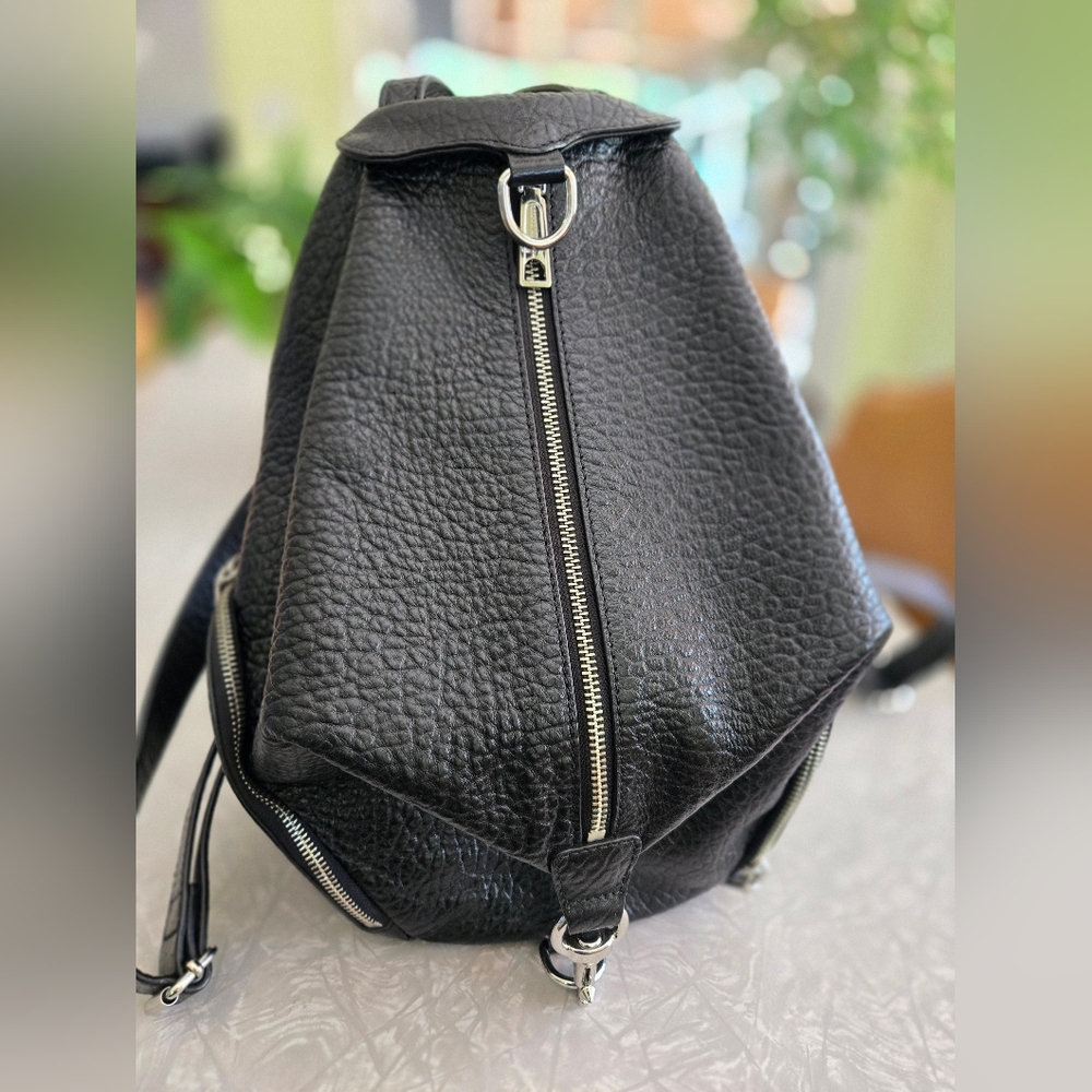 Large Julian Backpack, Pebbled Black/Silver Hardware
